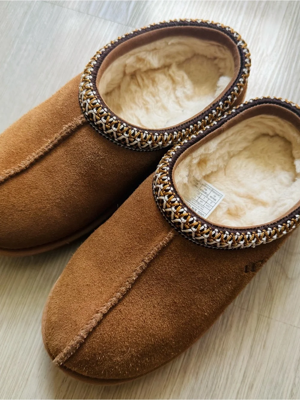 UGG Chestnut Suede Shearling-Lined Slip-On Mules